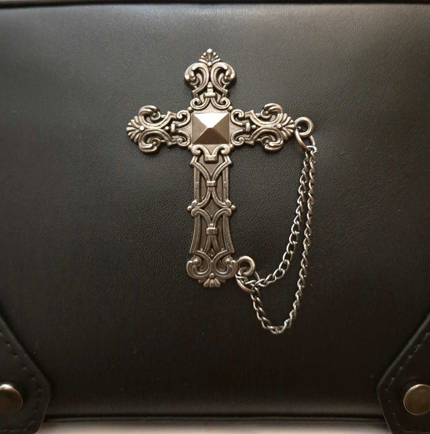 Gothic Cross Embellished Rectangular Handbag