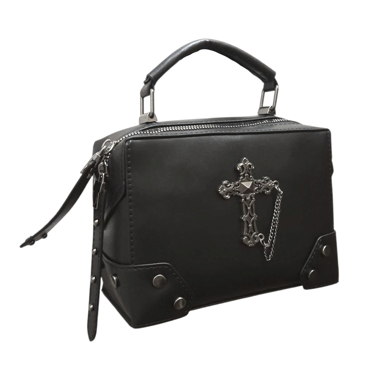 Gothic Cross Embellished Rectangular Handbag