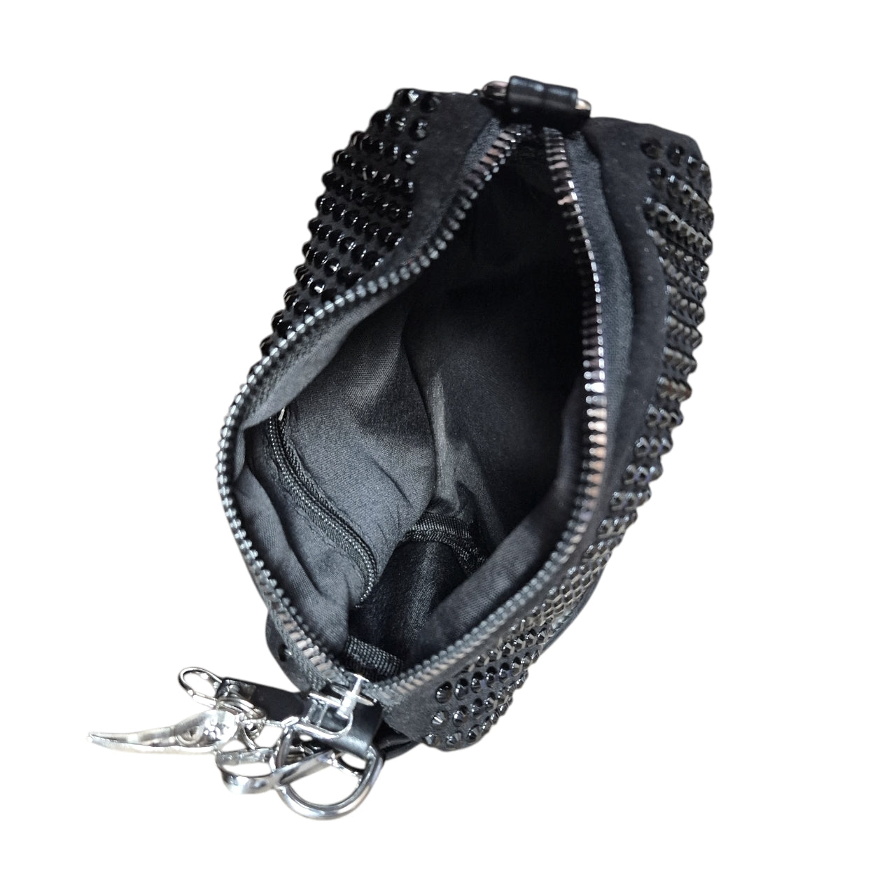 Raven skull charm gem studded handbag