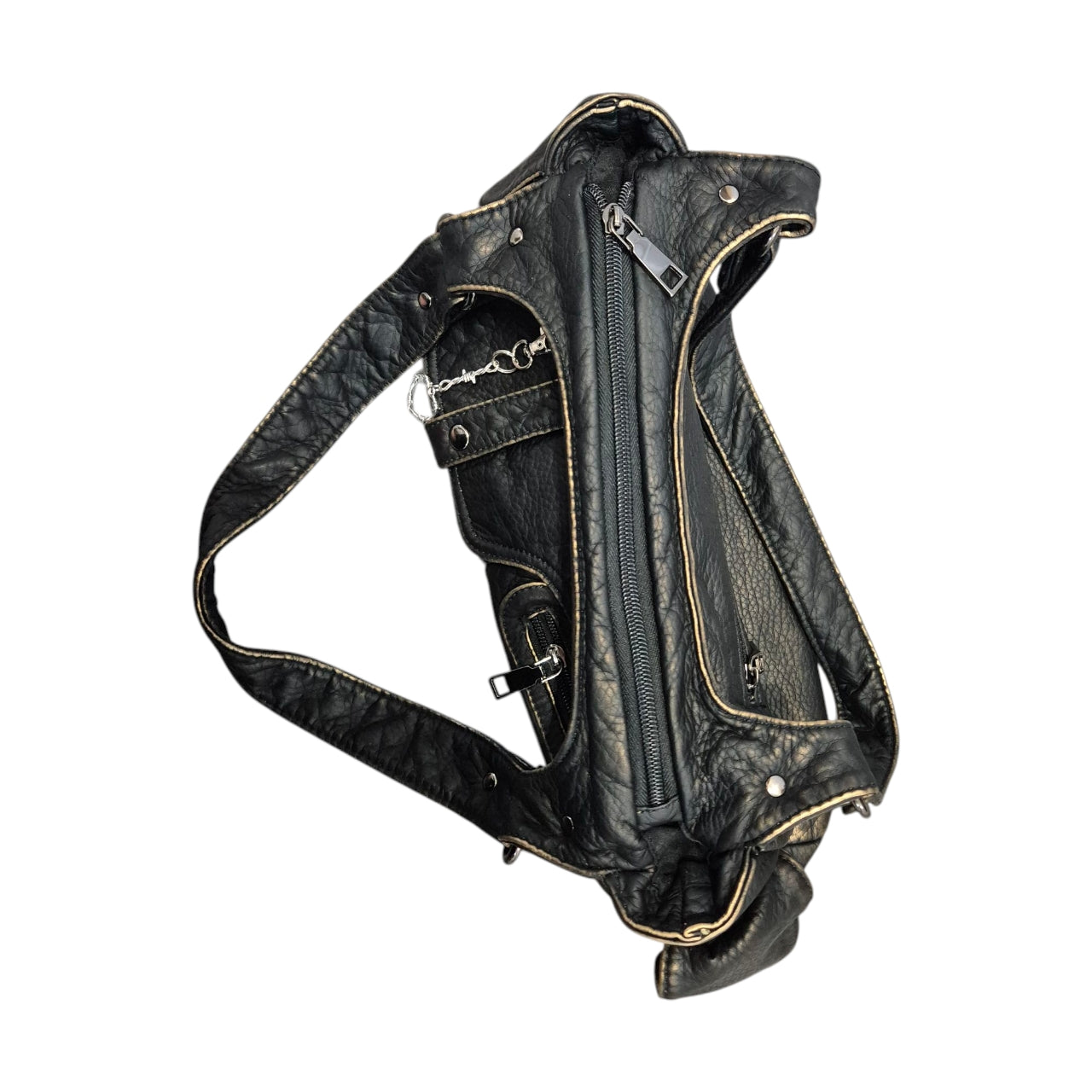Barbed wire heart charm distressed shoulder bag