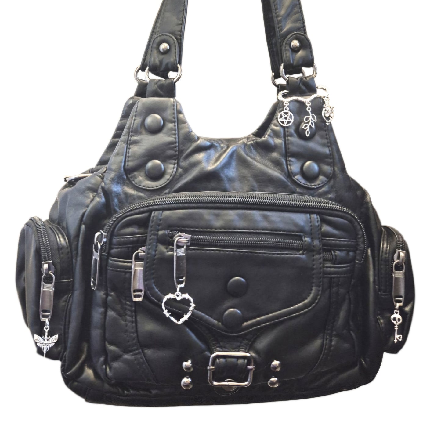 Witchy Brooch & Charms Shoulder Bag