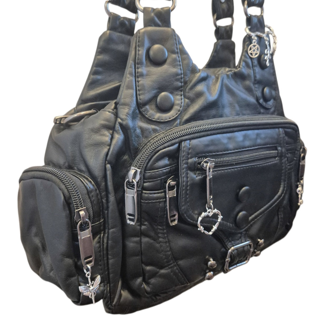 Witchy Brooch & Charms Shoulder Bag