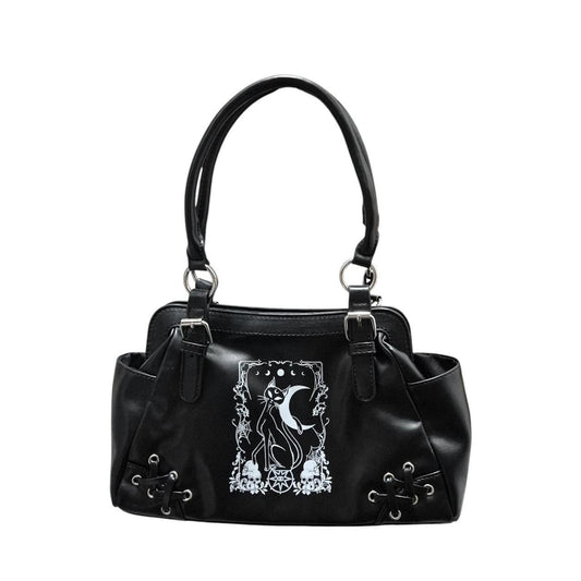 Witchy cat motif handbag