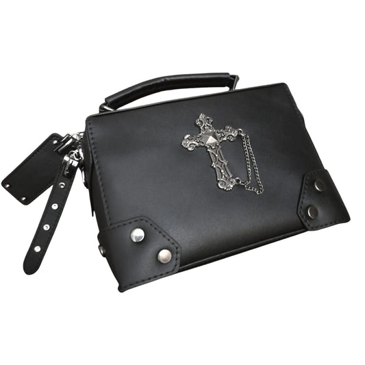 Gothic Cross Embellished Rectangular Handbag