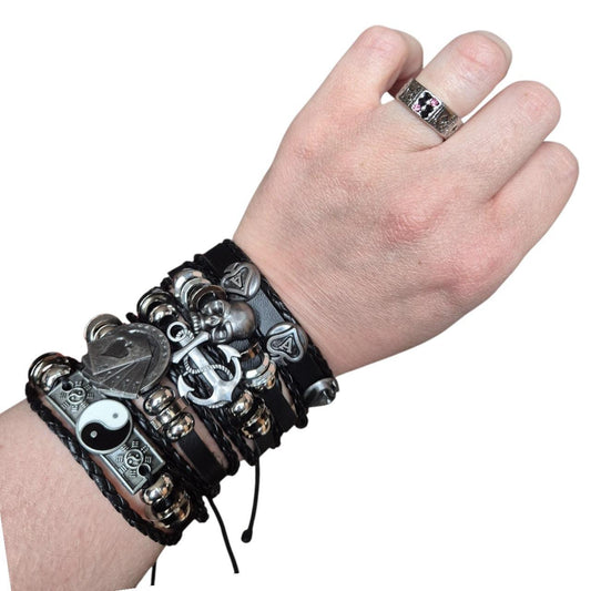 Gothic Casino Skull Bracelet Stack